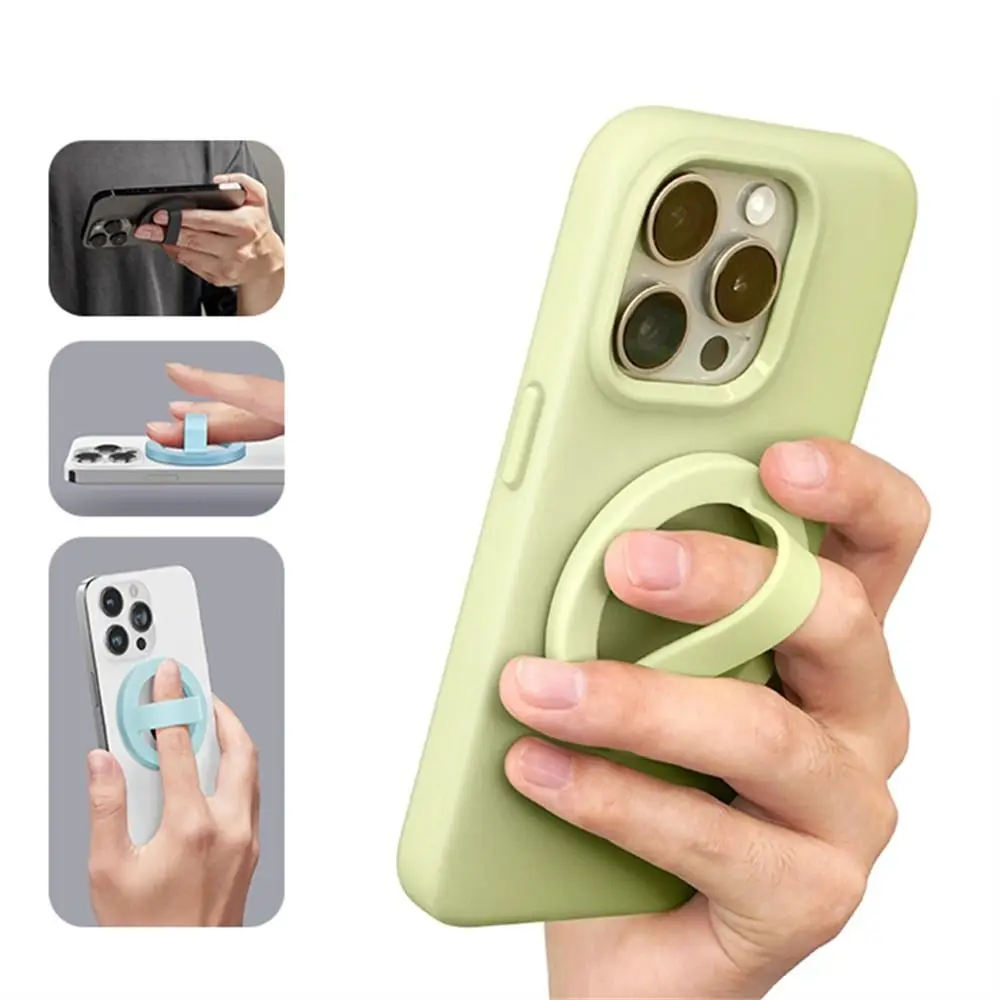 

For Magsafe Magnetic Phone Back Grip Metal Plate Ring Strong Adsorption Finger Ring Holder Liquid Silicone Creative Phone Mount