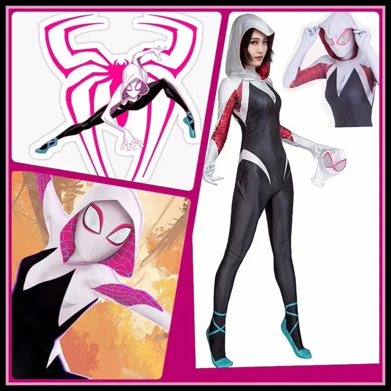 

Sn66 2024 New Spider Stacy Gwen cosplay costumes for girls kids Women Halloween Carnival party props detached maskw & M