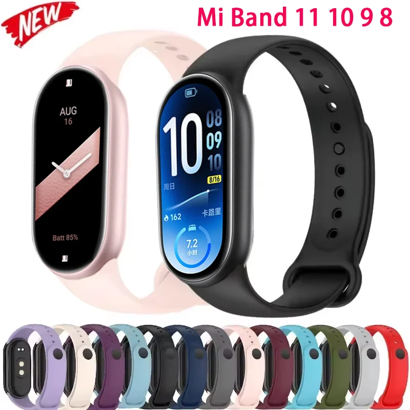 Miękki, oficjalny silikonowy pasek do opaski sportowej Xiaomi Mi Band 11, 10, Mi Band 8, 9 – zamienny pasek i akcesoria.
