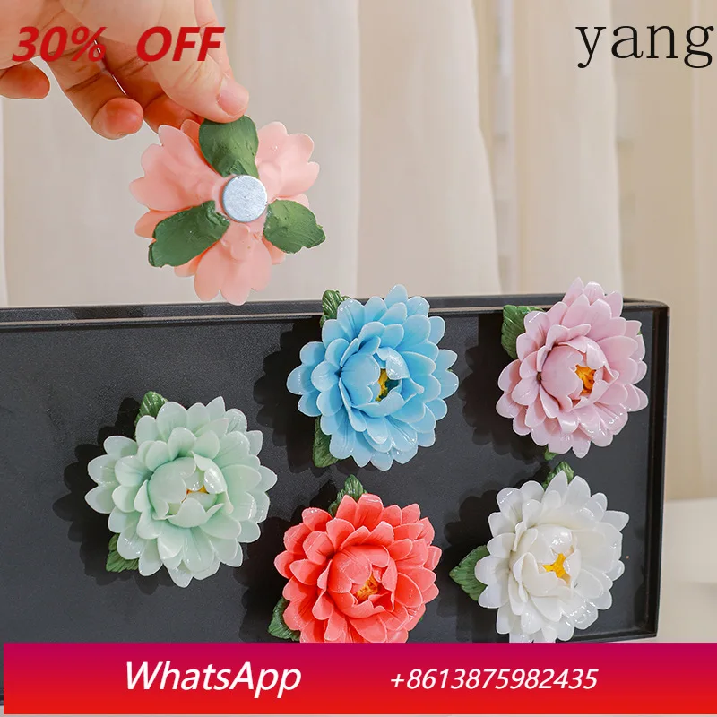 

CX ceramic pure handmade camellia refrigerator sticker cute three-dimensional flower decorative ornament