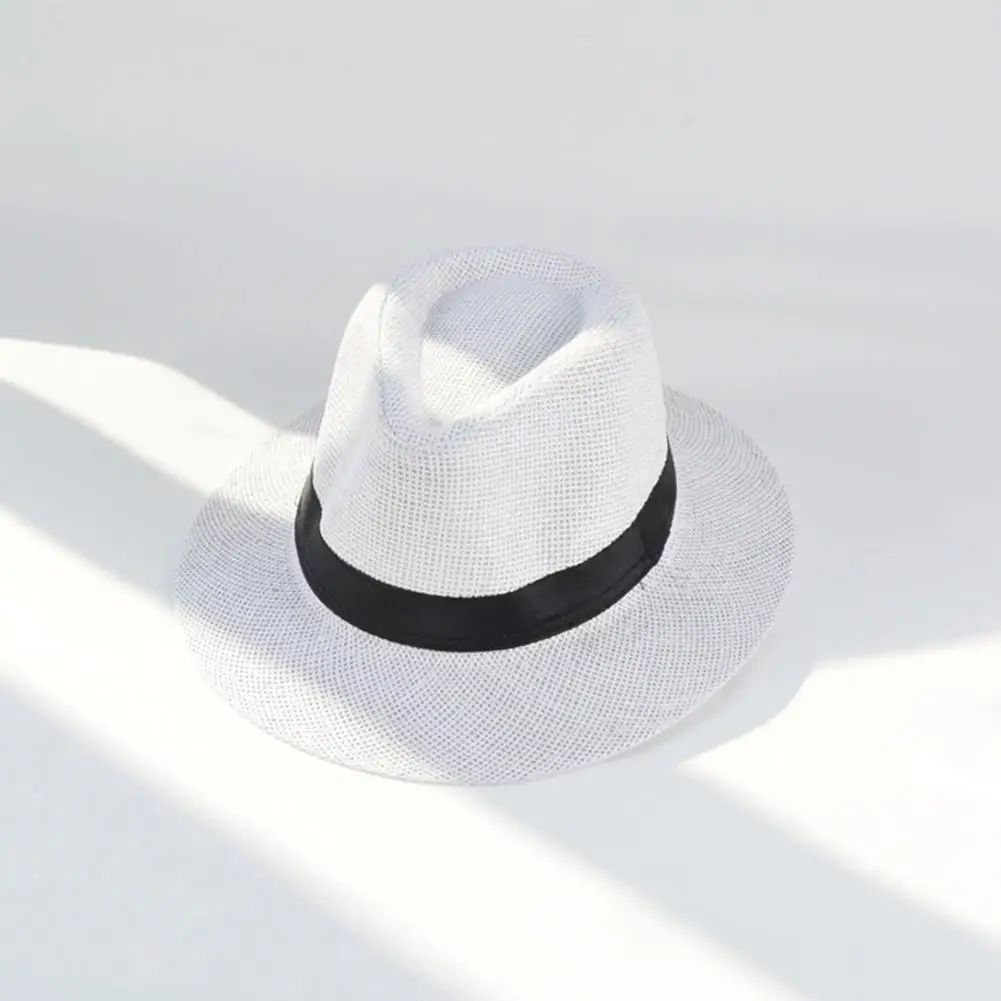 Trendy Men Hat Lightweight Beach Hat Non stuffy Men Big Brim Sunscreen Jazz Hat Sun Protection