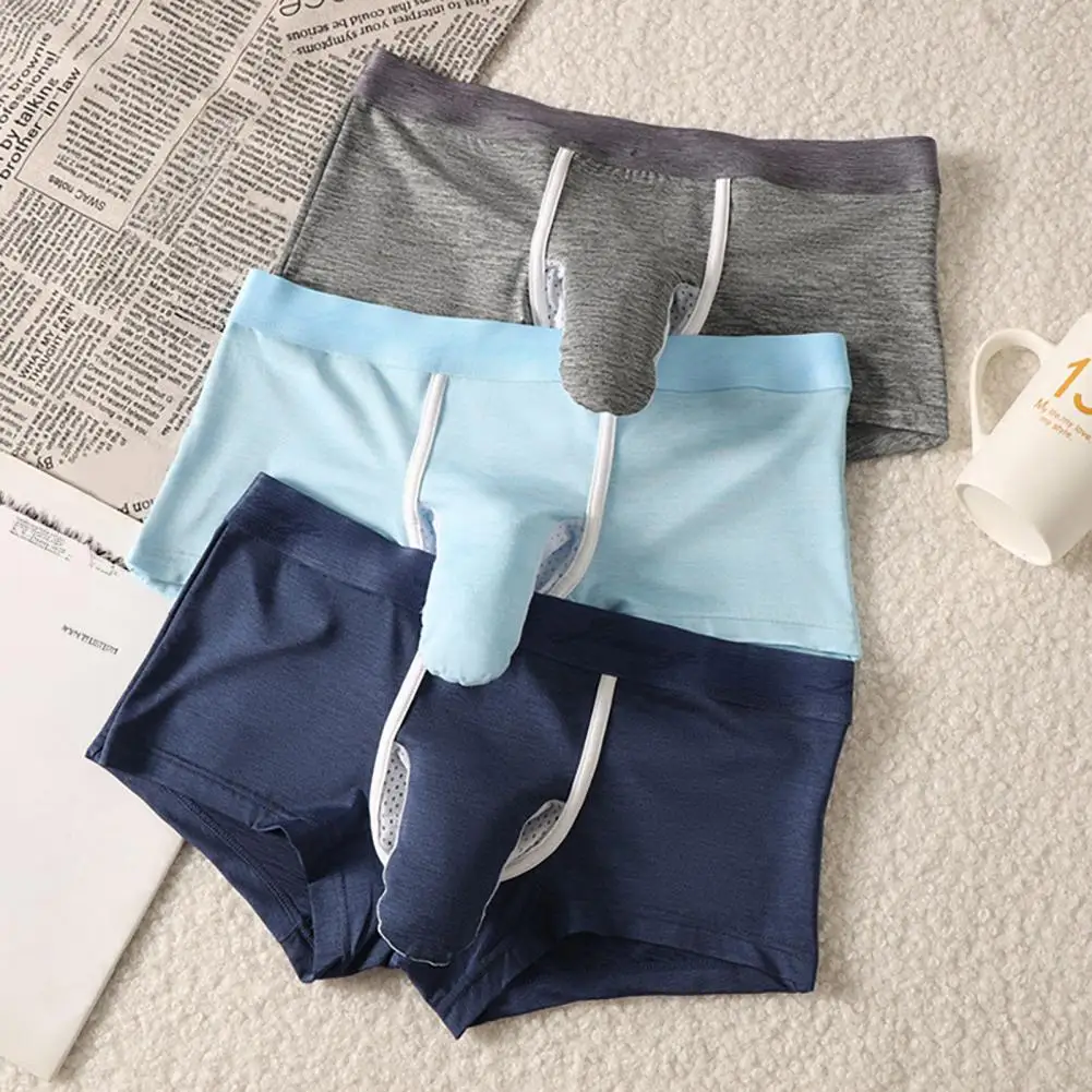 2026 Boxer Underwear for Men, High Elasticity Breathable Mesh Pouch Shorts Panties, Pure Color Supportive Partitioned Design Box