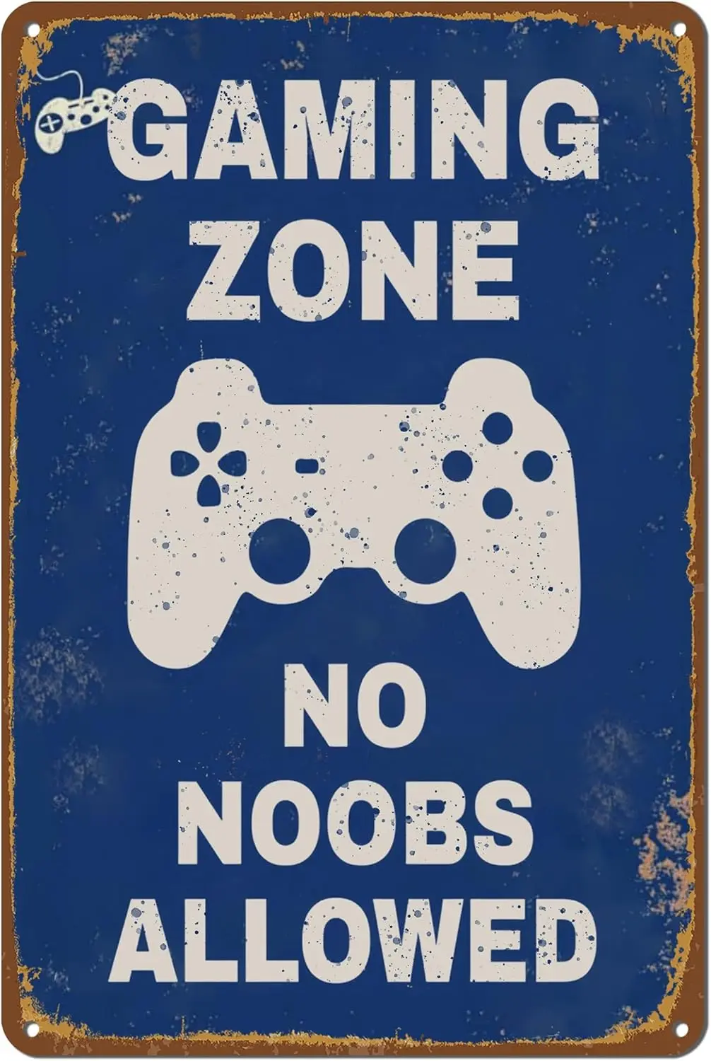 Funny Game Room Metal Tin Sign No Noobs Allowed - Gaming Room Decor and Accessories for Boys, Man Cave, Basement Decor - Gamer R