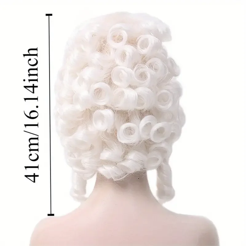 Stage Opera Festival Anime Roll Wig with Rose Mesh Cap, Glue-Free Elastic Adjustable Cosplay Wig for Theme Parties J47801S