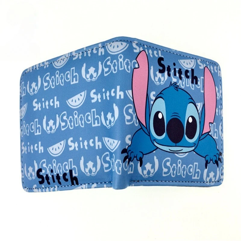 Stitch Wallet Stitch Angel Scrump Lilo Cartoon Cute Figure Short Fold in Half PU Portable MultiFunction Money Bag Men Women Gift