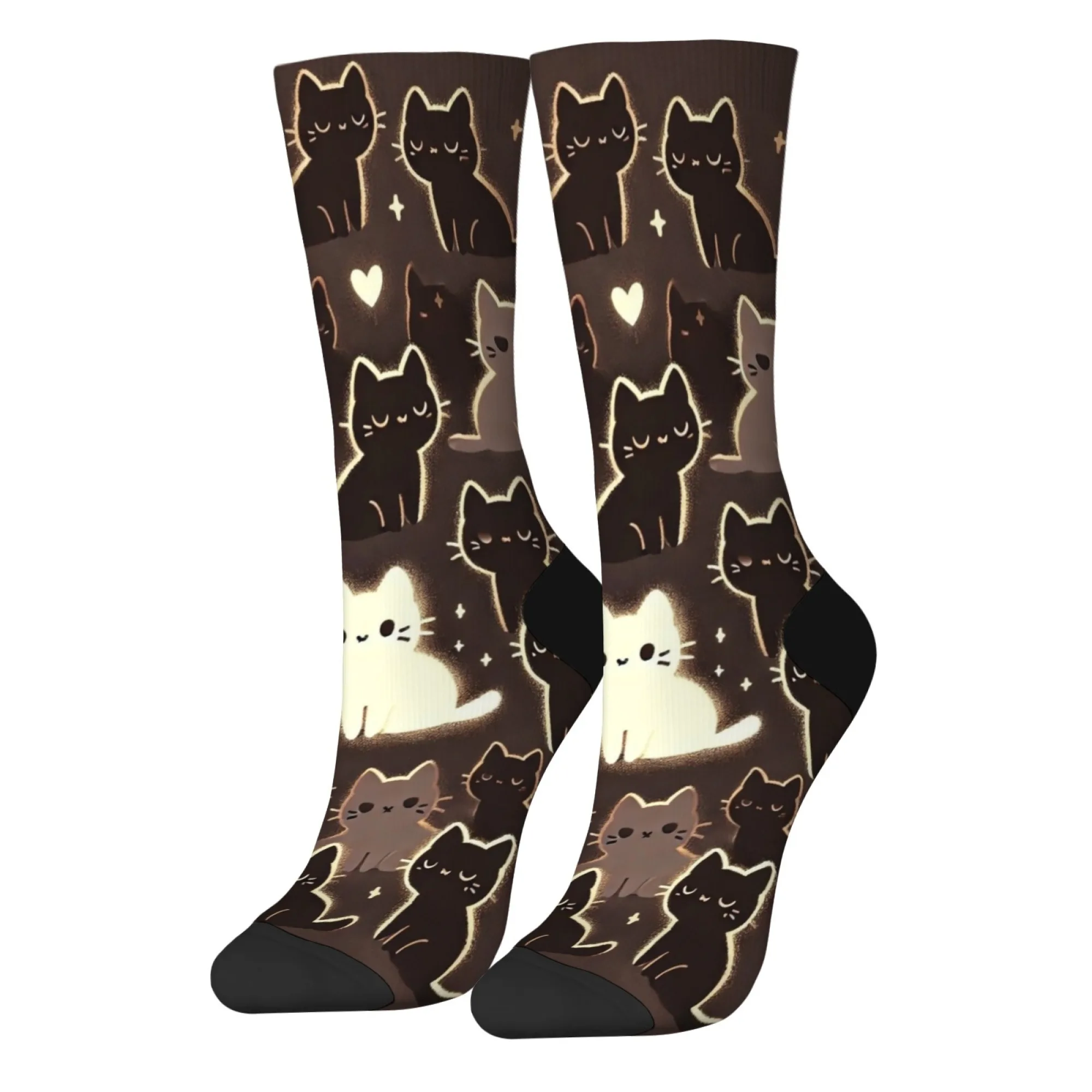

Простые коричневые носки унисекс с кошачьим принтом, милые забавные спортивные компрессионные носки в стиле хип-хоп, нескользящие теплые новые носки для вечеринок, подарок