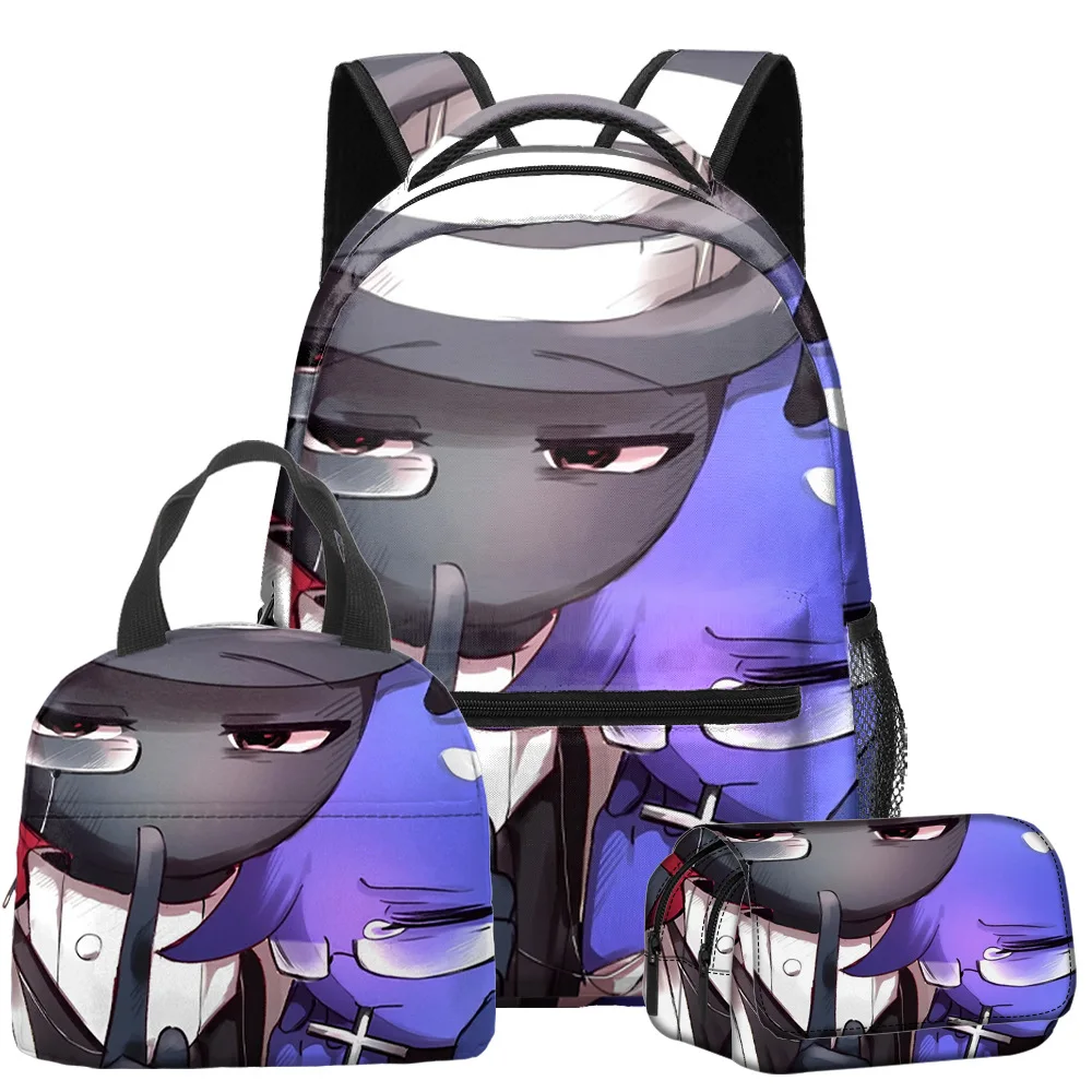 

Hip Hop Popular Novelty Funny sprunki 3D Printed 3pcs/Set student School Bags Travel Notebook Backpack Lunch bag Pencil Case