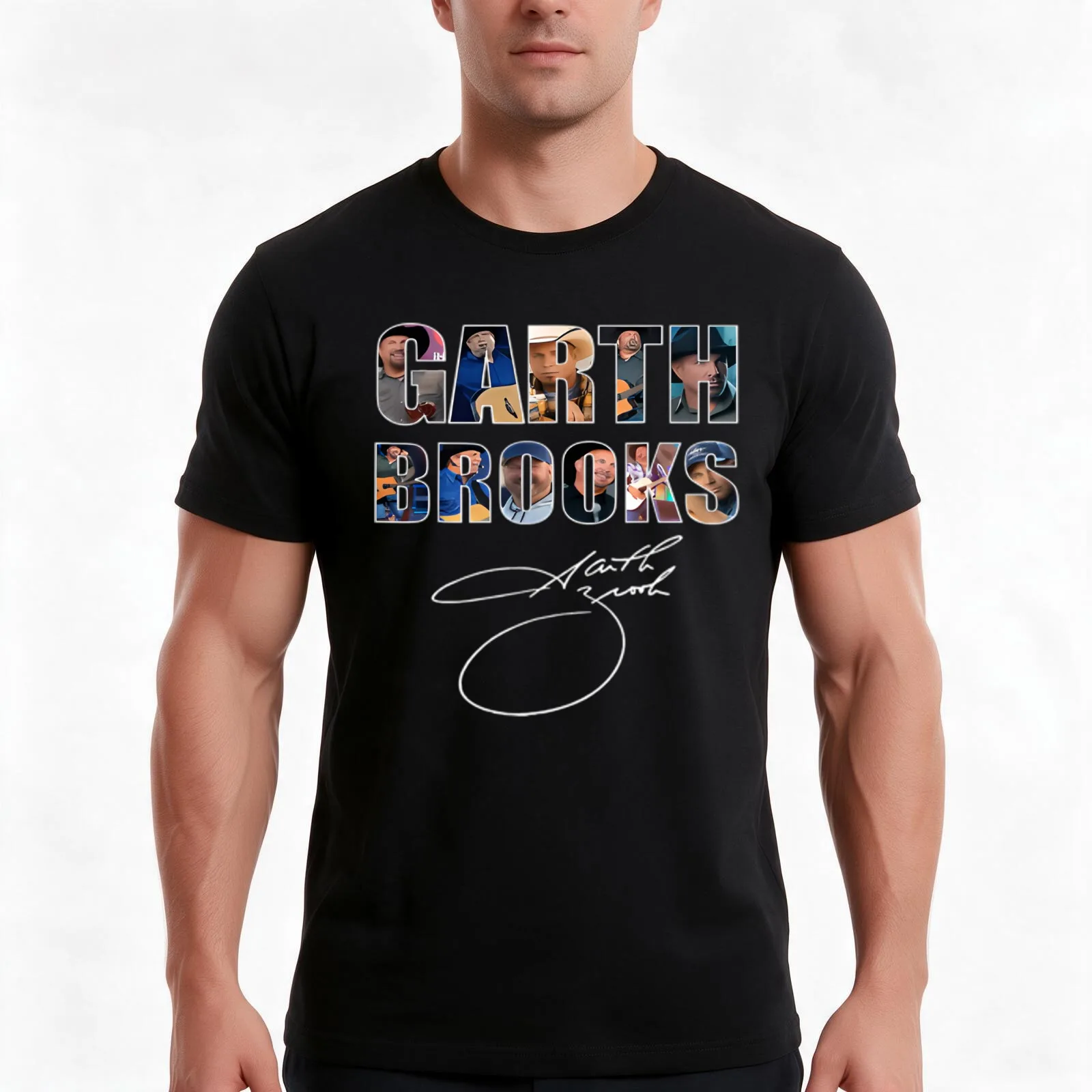 Garth Brooks T-Shirt, Summer Casual Cotton Tee, Oversized Streetwear Tops, Vintage Graphic Print, Loose Fit Short Sleeve