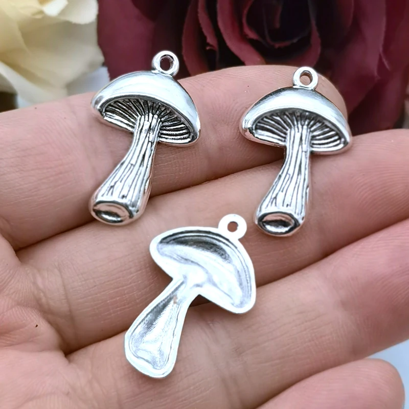 10pcs 29x18mm Antique Silver Plated Mushroom Charms For Jewelry Making DIY Handmade Craft,jewelry charms,designer charms