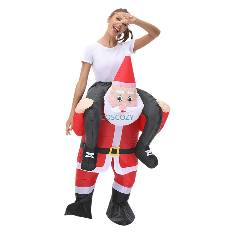 Nuovo natale adulto equitazione-babbo natale costumi gonfiabili festa di Halloween mascotte Fancy Role Play Xmas Disfraz per uomo donna