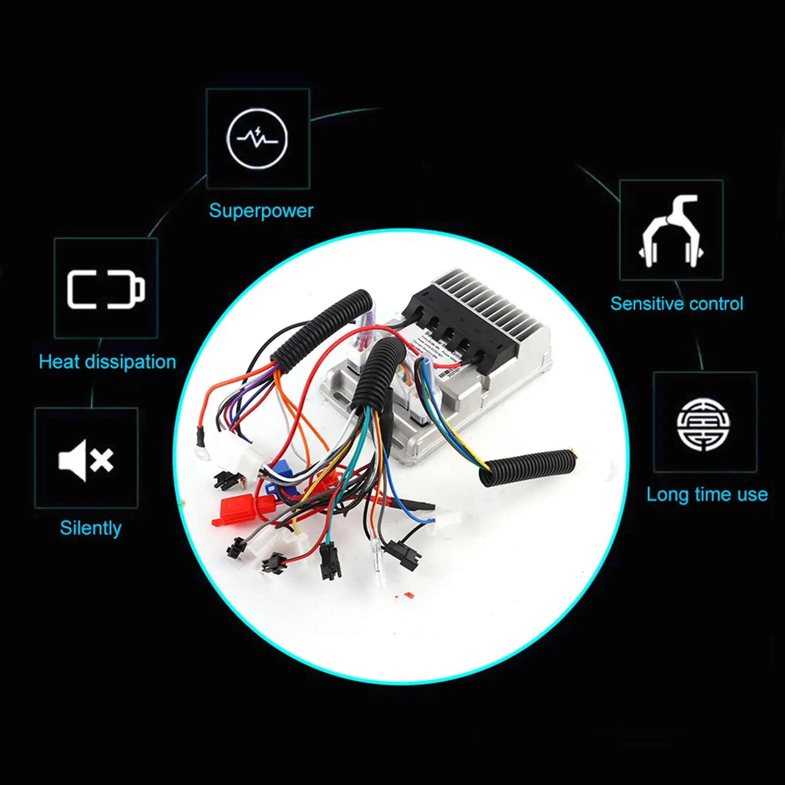 Electric Bike/Scooter Controller 36/48/60/72V 500-1000W 3 Modes Sine Waves Speed Control