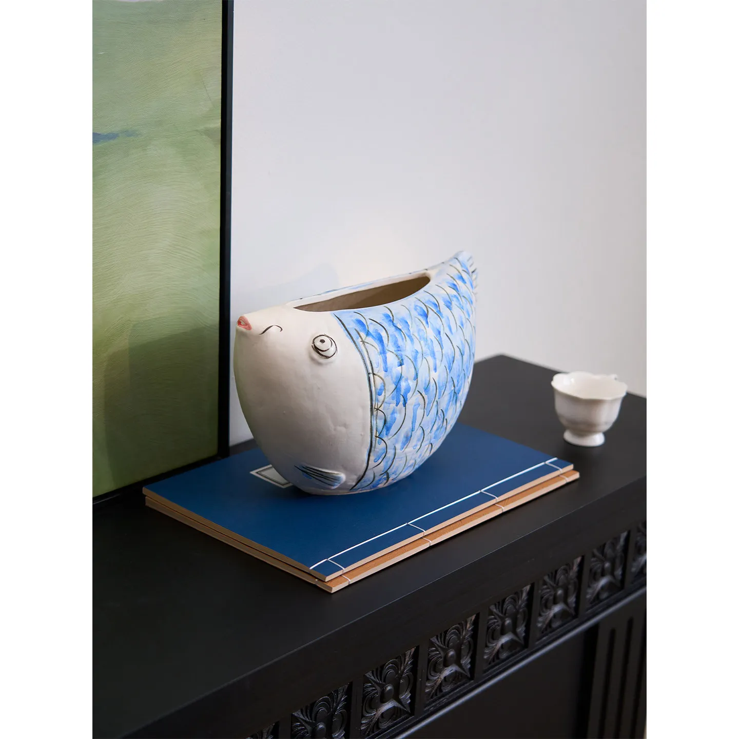 Yudeshui New Chinese Painted Ceramic Vase Living Room Ornament Advanced Flower Sensor Housewarming Ornament