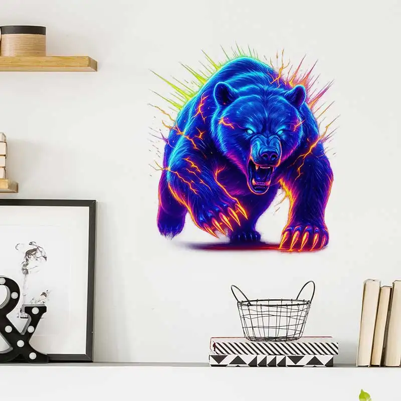 Neon Bear Wall Stickers Living Room Sofa Background Decoration Wallpaper For Home Decor Boy Room Art Decals Sticker M1483