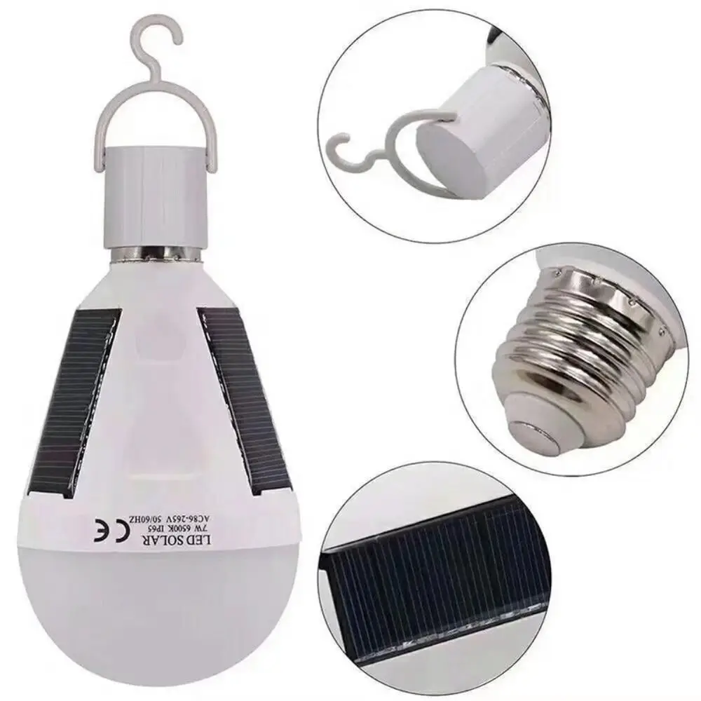 New Flicker-Free Rechargeable LED Bulb 12W Solar Charging Emergency Light Bulb Portable 7W LED Bulb Light Night Light