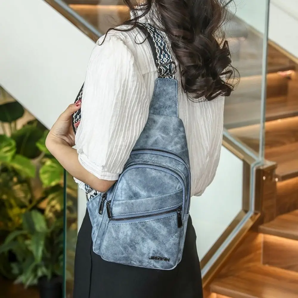 Fashion PU Leather Chest Bags Versatile Soft Crossbody Bags Portable Sling Packs For Men view 4