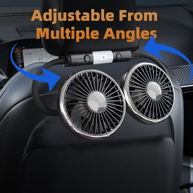 

Car Double Head Electric Fan Car Seat Rear Fan Large Truck Car Universal USB Powerful Soft Tube Cooling Small Fan