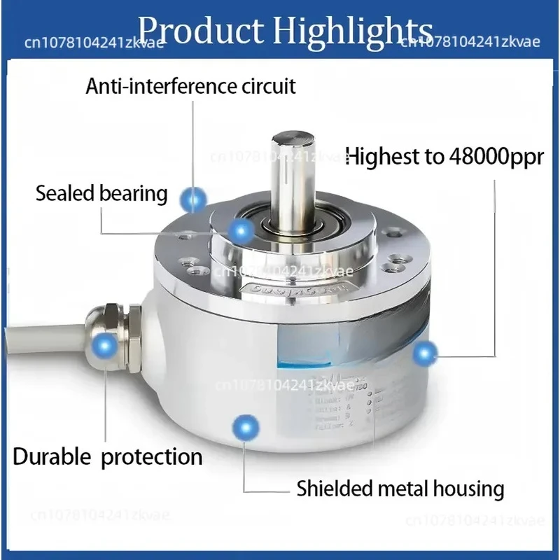 Open Collector S50 24V DC Motor Incremental Rotary Encoder 1024 PPR Up to 23040PPR