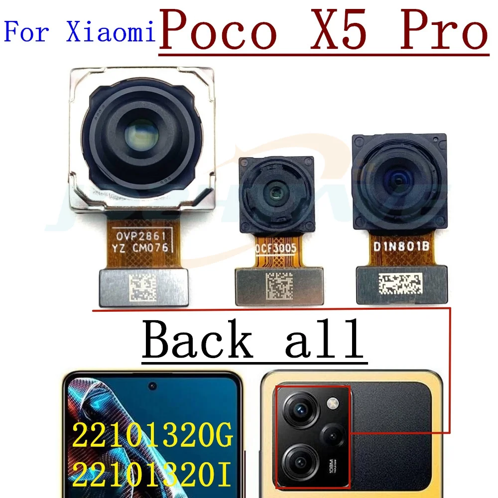 Rear Front Camera For Xiaomi Poco X5 X4 Pro X5pro Frontal Selfie Facing Main Back Wide Camera Module Flex Cable Parts