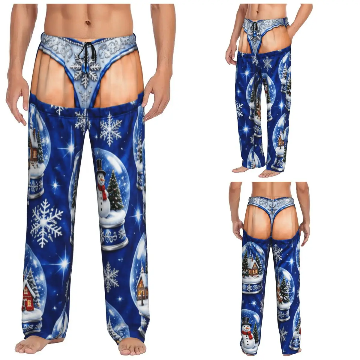 Merry Christmas Santa Claus Snowman Men Pajama Pants Loose Comfy Lounge Pants Sleep Bottoms