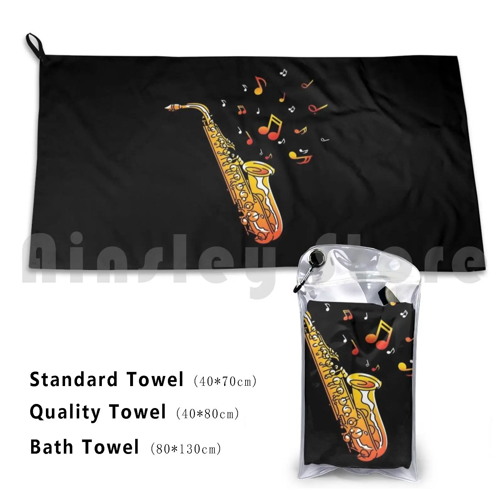 Musical Instrument Musical Notes Saxophone Beach Towel Quick Dry Quality Towel Saxophone Saxophonist Saxophone Player