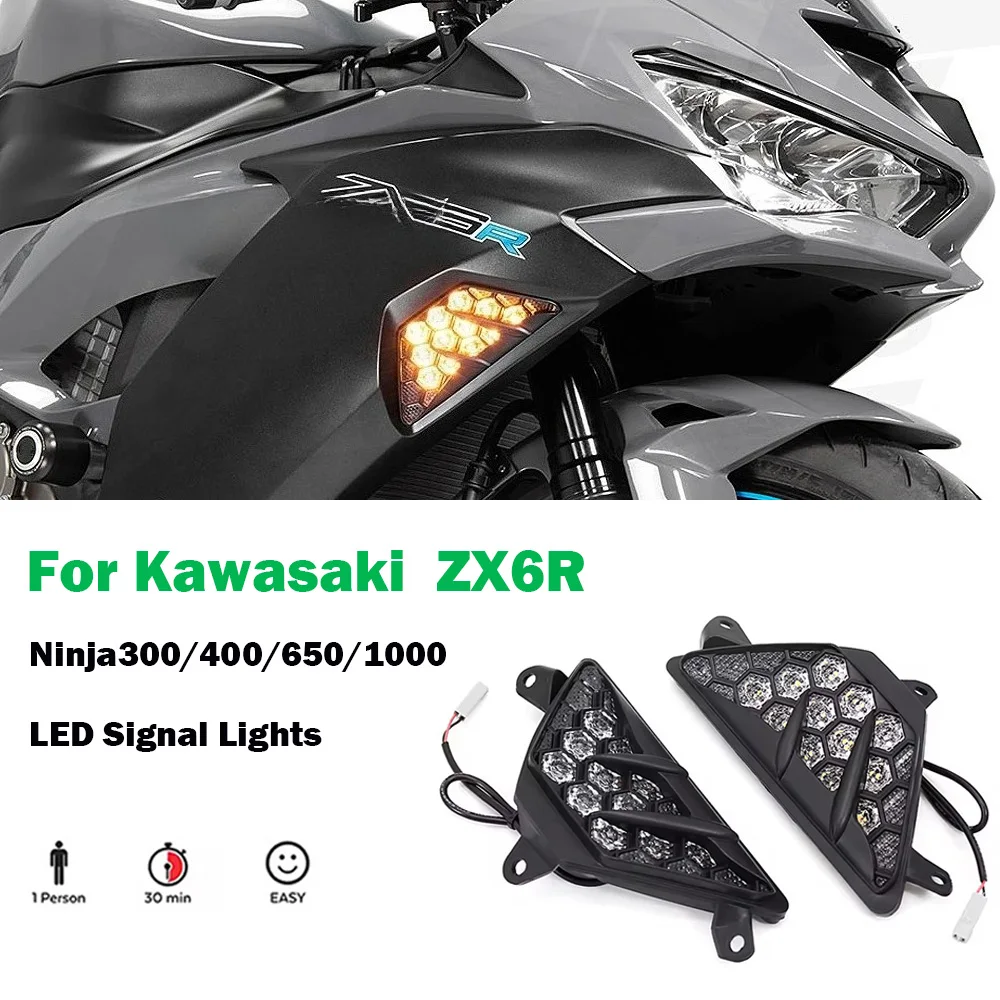 

For Kawasaki ZX6R ZX-6R Ninja 300 400 650 1000 Ninja300 Ninja400 Ninja650 Ninja1000 New Front Turn Signals Light Turning Lamp