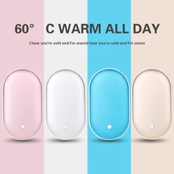 Mini Hand Warmer Winter Portable USB Rechargeable Pocket Hand Warmer Mobile Power Double-sided Quick Heating 5000mAh