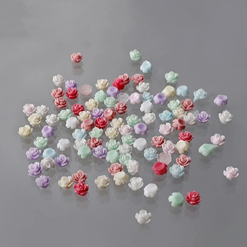 เครื่องประดับพลอยเทียมสำหรับตกแต่งเล็บรูปดอกคามิเลียสีผสม3D 100ชิ้นเครื่องประดับพลอยเทียมสำหรับทำเล็บแบบทำมือ