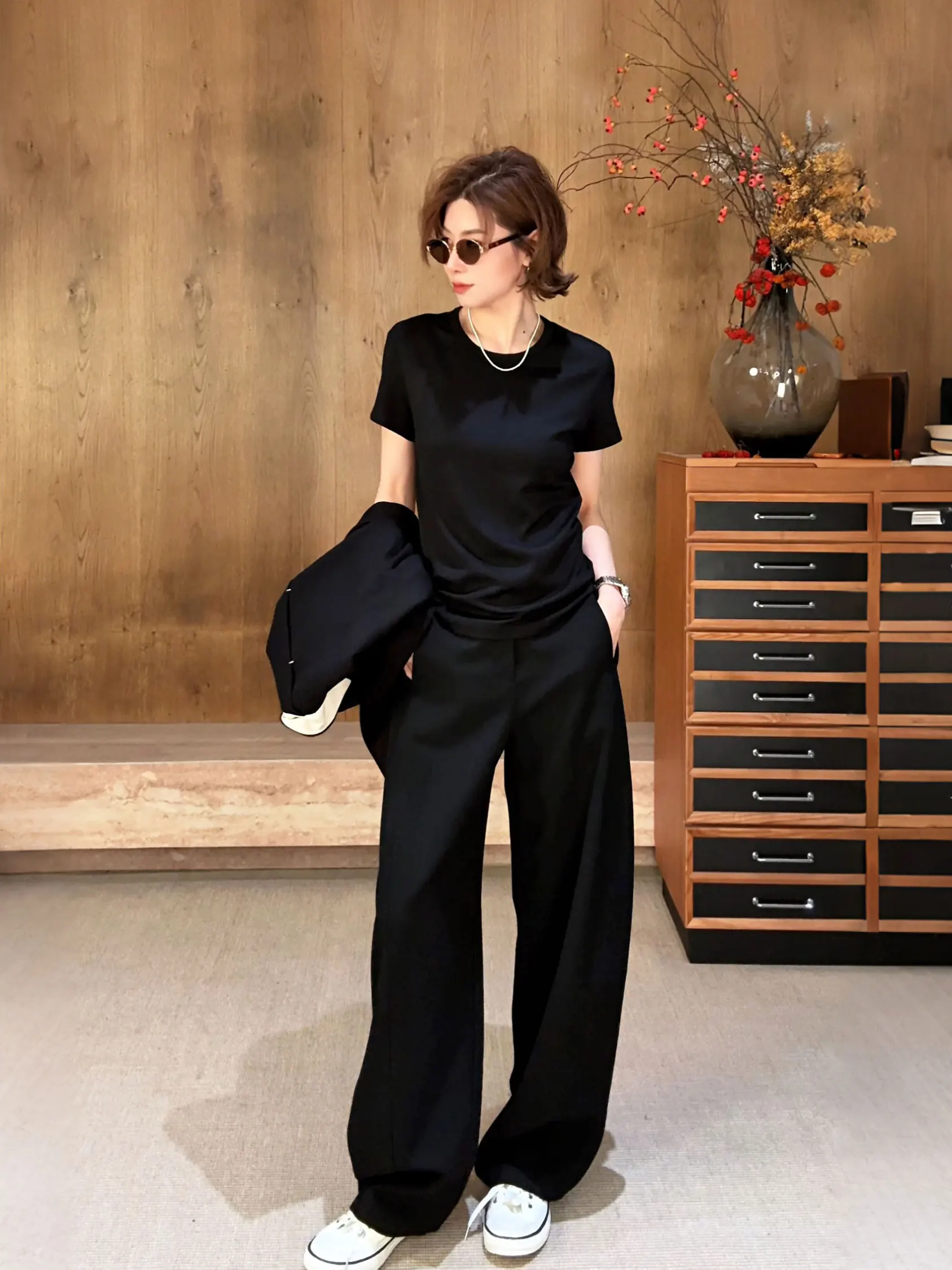 

High Waist Loose Casual Pants Women's Straight Leg Pants Comfortable Loose Fit High Waist Suit Pants Lazy Style Casual Pants