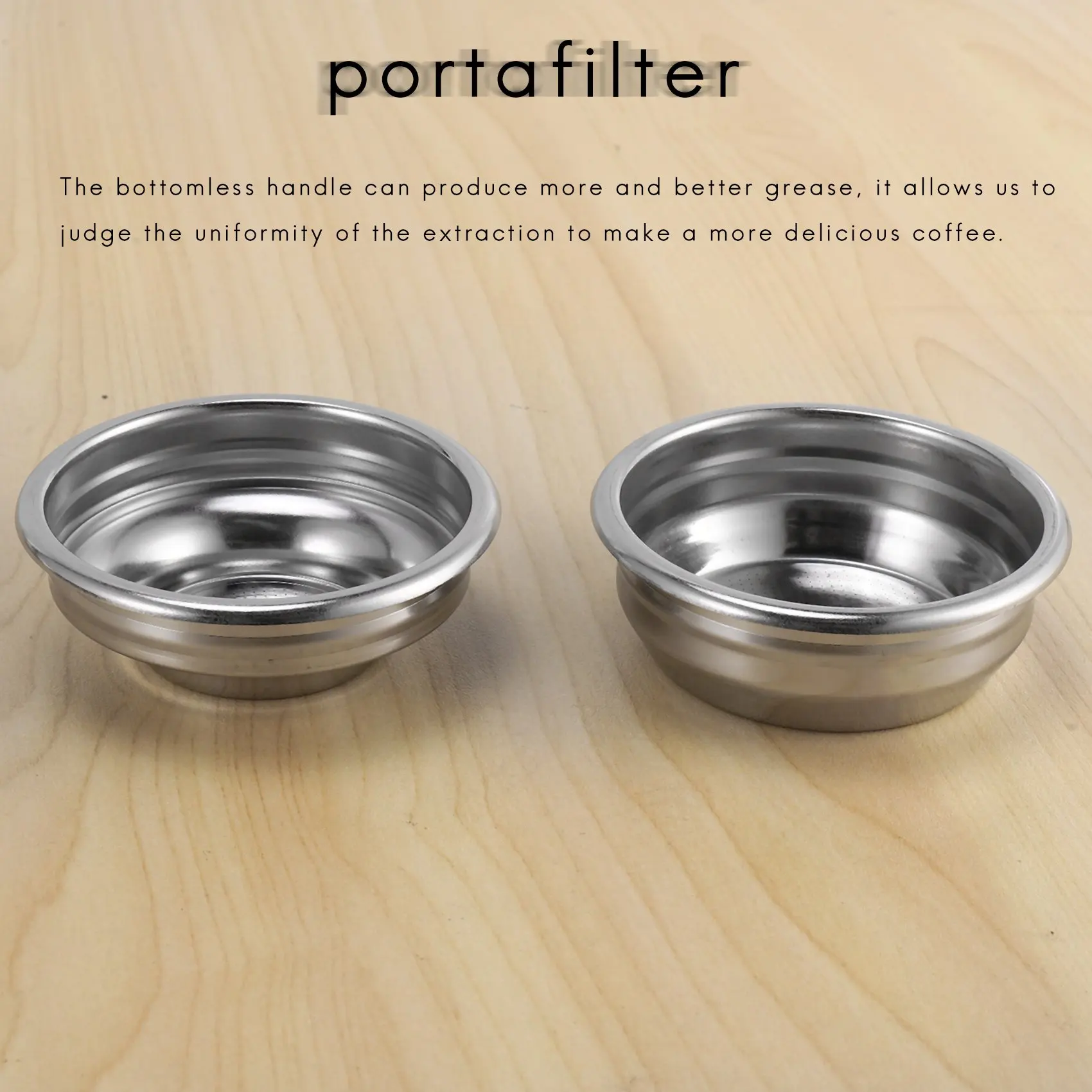 Mesin Kopi Espresso Profesional Baja Tahan Karat Tanpa Dasar A39M 58MM dengan Keranjang Filter Cangkir Tunggal dan Ganda