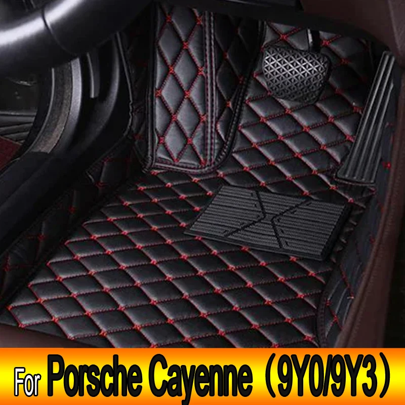 Leather Car Floor Mats For Porsche Cayenne 9Y0 9Y3 2018~2022 5 Door Anti-dirt Pad Car Mat Luxury Tapis Voiture Car Accessories