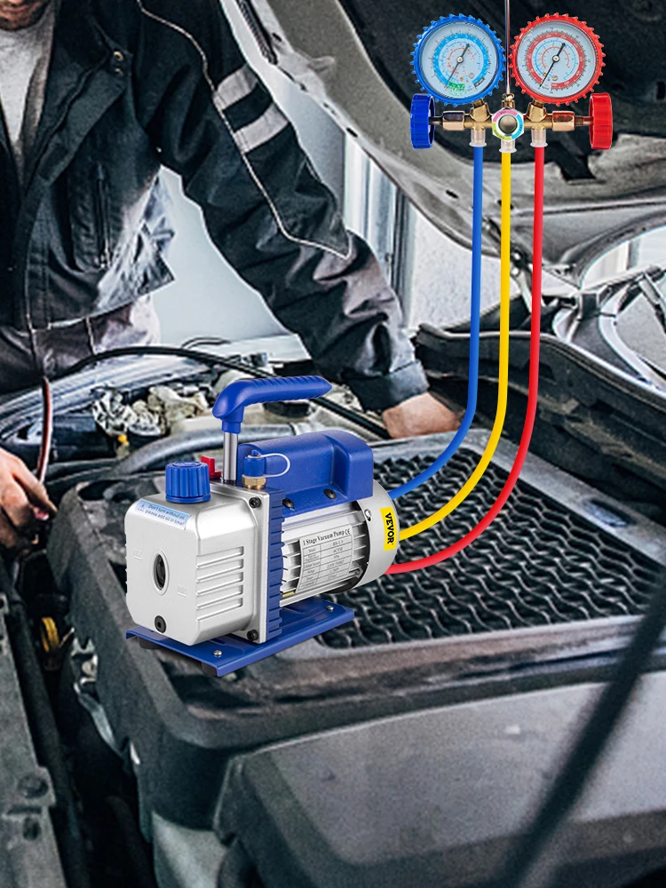 VEVOR 4CFM 1/3HP pompe à vide chambre à vide de climatisation pompe de séchage sous vide HVAC réfrigération R22 R12 R134A R502 adaptateur de climatisation 4