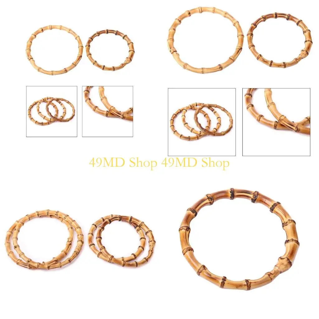 

49MD Flat Round Purse Handle Bamboo Bag Handles DIY Handmade Bag Replacement