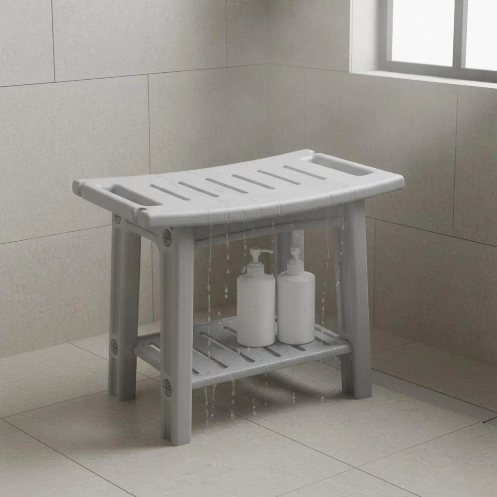 Non-Slip Shower Bench Thickened Shower Bench Bathroom Stool Waterproof Household Furniture Lightweight