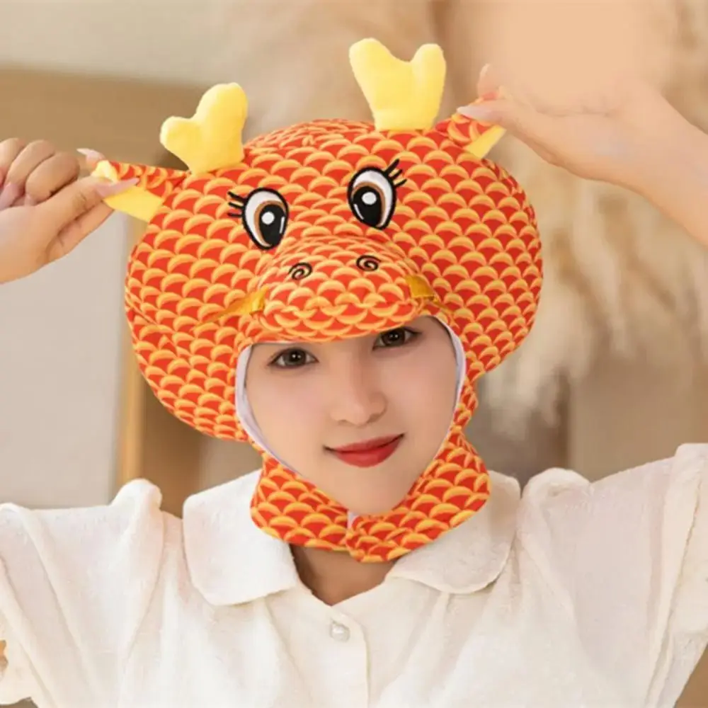 

Mascot Dragon Cartoon Dragon Headgear Cartoon Cartoon Dragon Chinese Style Hat 3D Fluffy 2024 Dragon Year Dragon Plush Hat