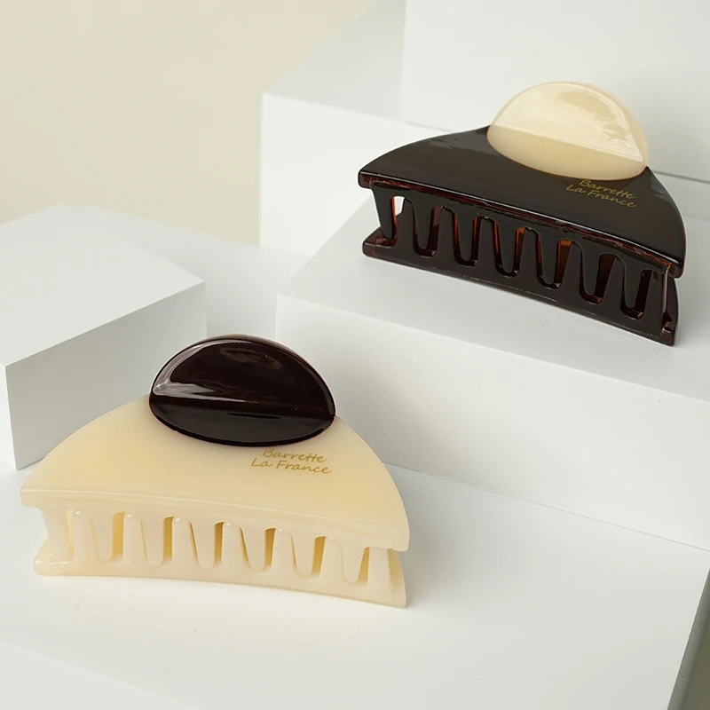 2025 جديد أنيق خمر مشبك شعر فرنسي نغمتين الخشب رخامي تصميم مخلب شعر عادية يوميا لطيف مقاطع الشعر إكسسوارات الشعر