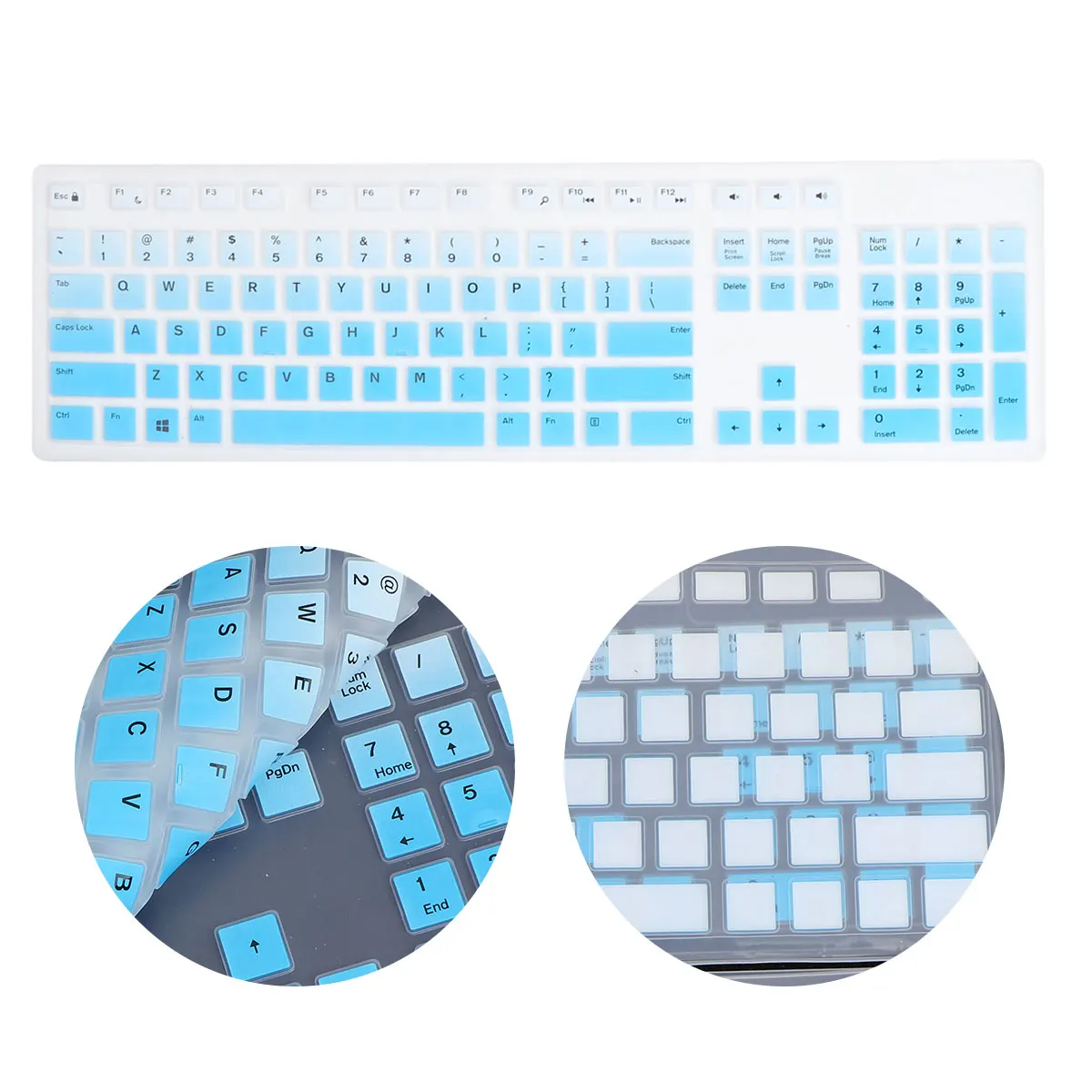 2pcs Protective Film Blue Keyboard Cover Waterproof Thin Skin for Computer Keyboards Dust Proof Easy Clean Keyboard Membrane