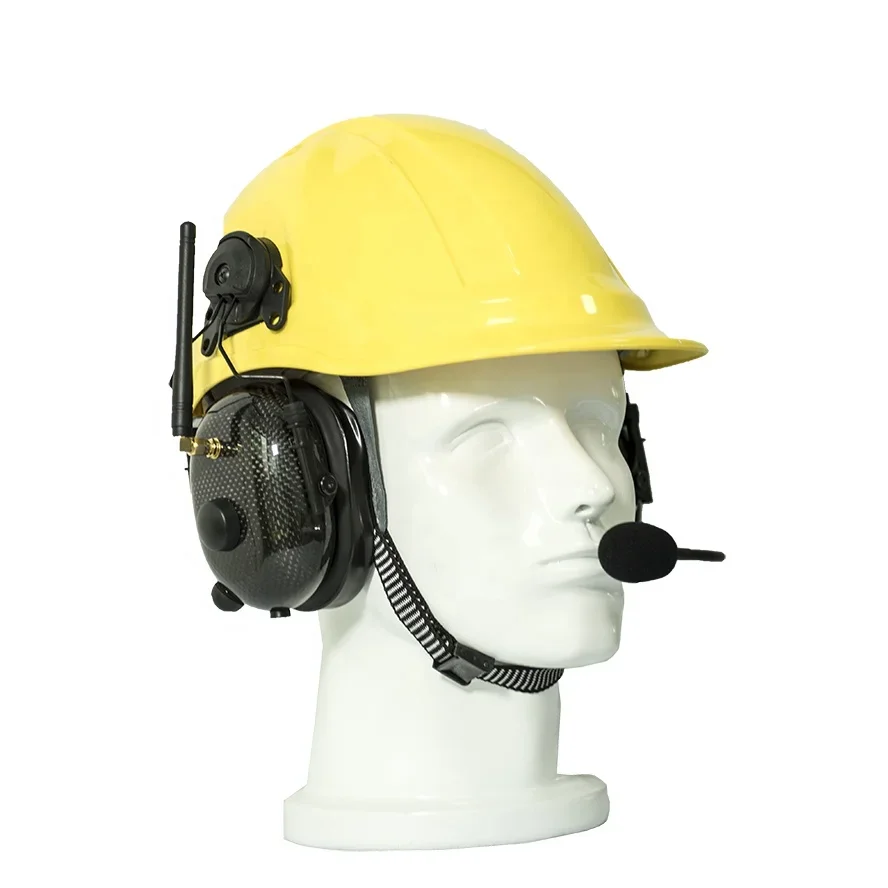 Helmet attachable earmuff hearing protection for high noise level environments with radio intergrated