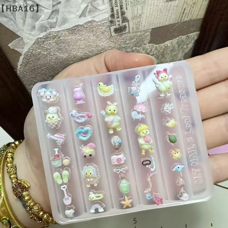Molde de silicone 3d para unhas, pato de desenho animado, faça você mesmo, design de arco, modelo de unhas transparente, ferramenta de design de manicure, decorações de arte de unhas