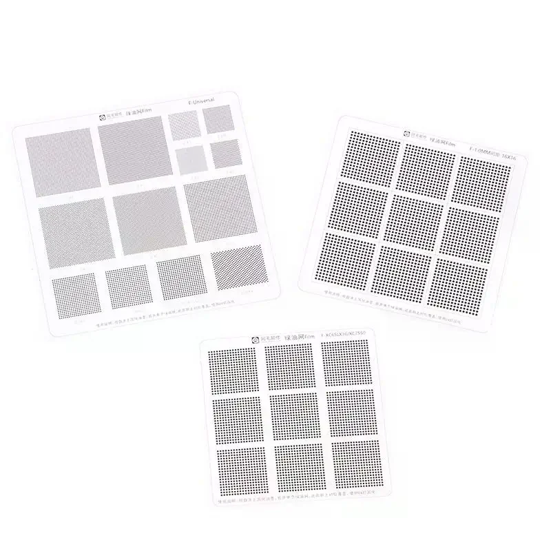 

【Новинка】расстояние между отверстиями 0,3/0,35/0,375/0,4/0,5/0,5/0,58/0,6/0,8/1,0 мм, универсальная зеленая масляная сетка, УФ-паяльная маска, трафарет для реболлинга BGA