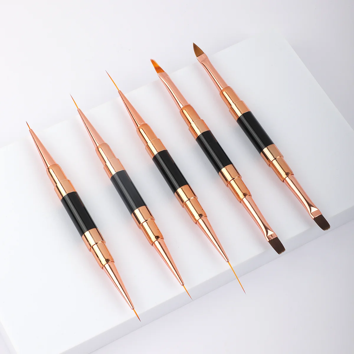 Professional Nail Art Brush Set 5pcs Double-Ended Nail Art Brushes For Long Lines, Thin Liner Brush For Nails Detail art tool