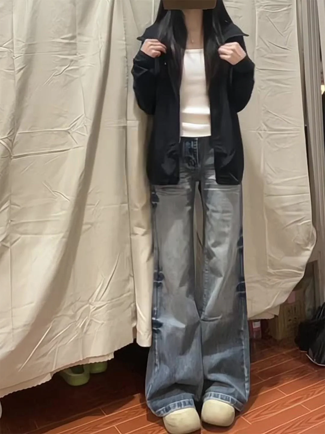 

High Waist Flared Jeans Women's Summer New Style American Retro Wide Leg Pants Floor Length Denim Skinnier Tapered Fit