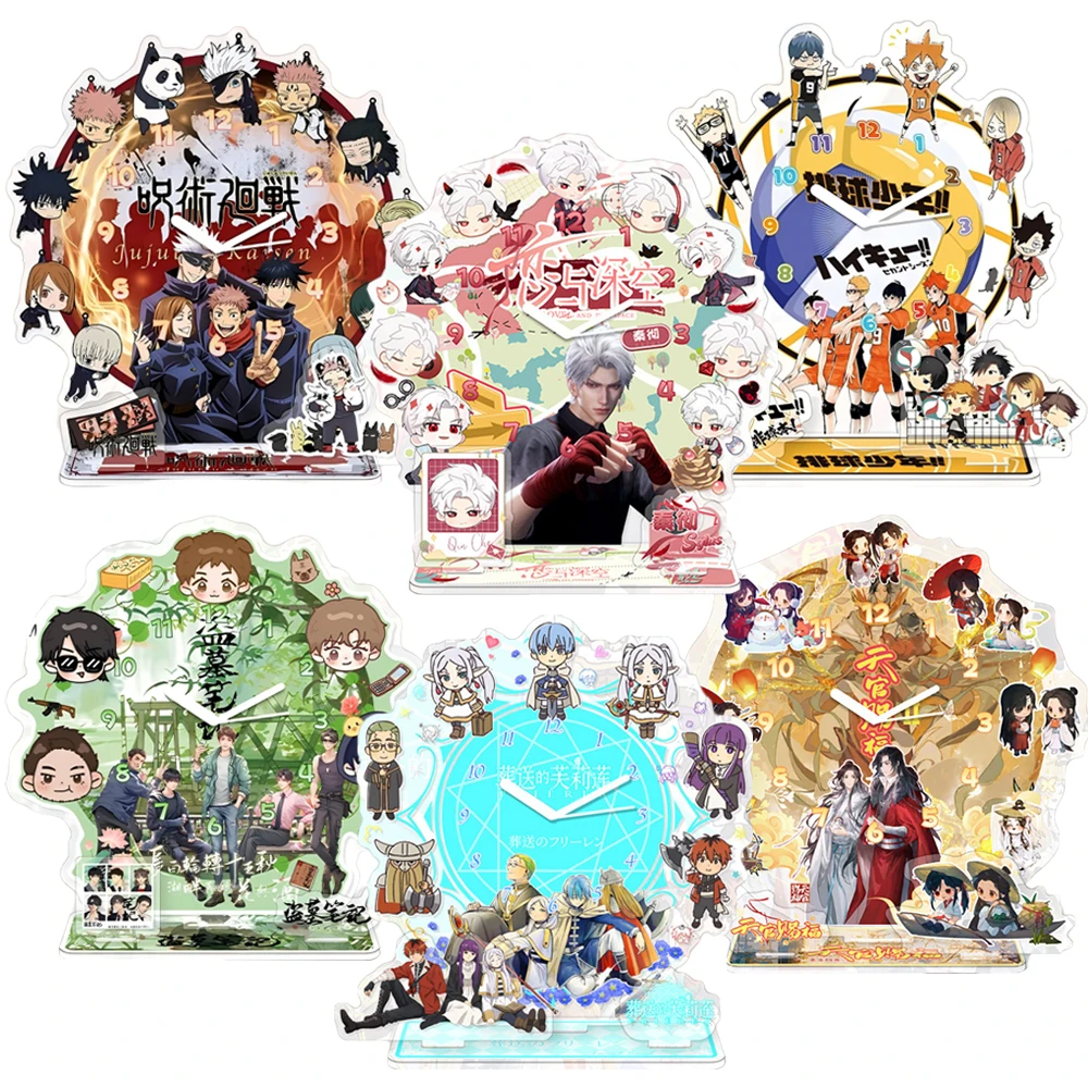 

Japanese Cartoon Peripheral Acrylic Clock Ornaments Figures Stand Trendy Anime Characters Toys Table Decoration Funny Gifts