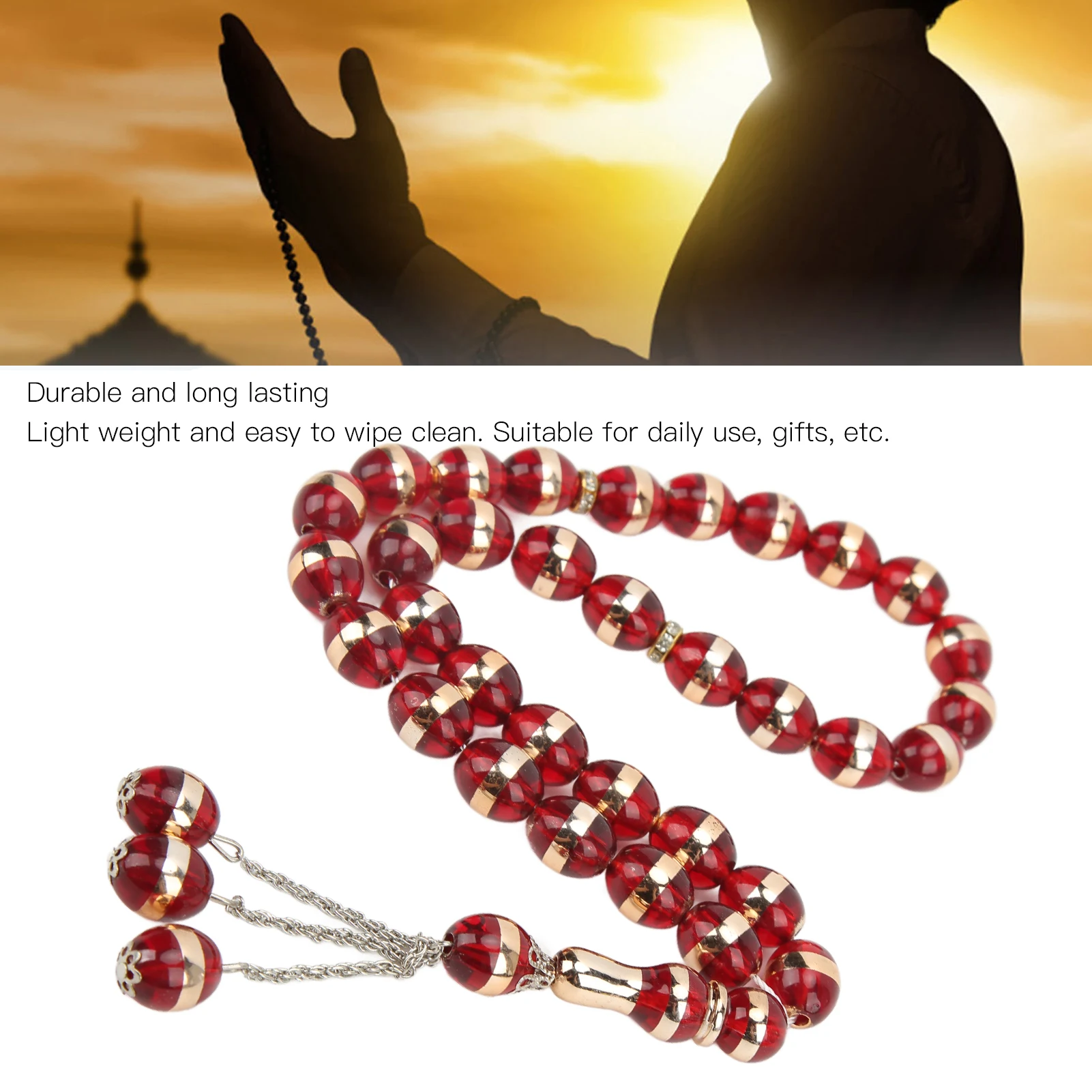 Muslim Rosary Beads 33 Grains Exquisite Unique Pattern Islamic Religious Article Worship Prayer Supplies