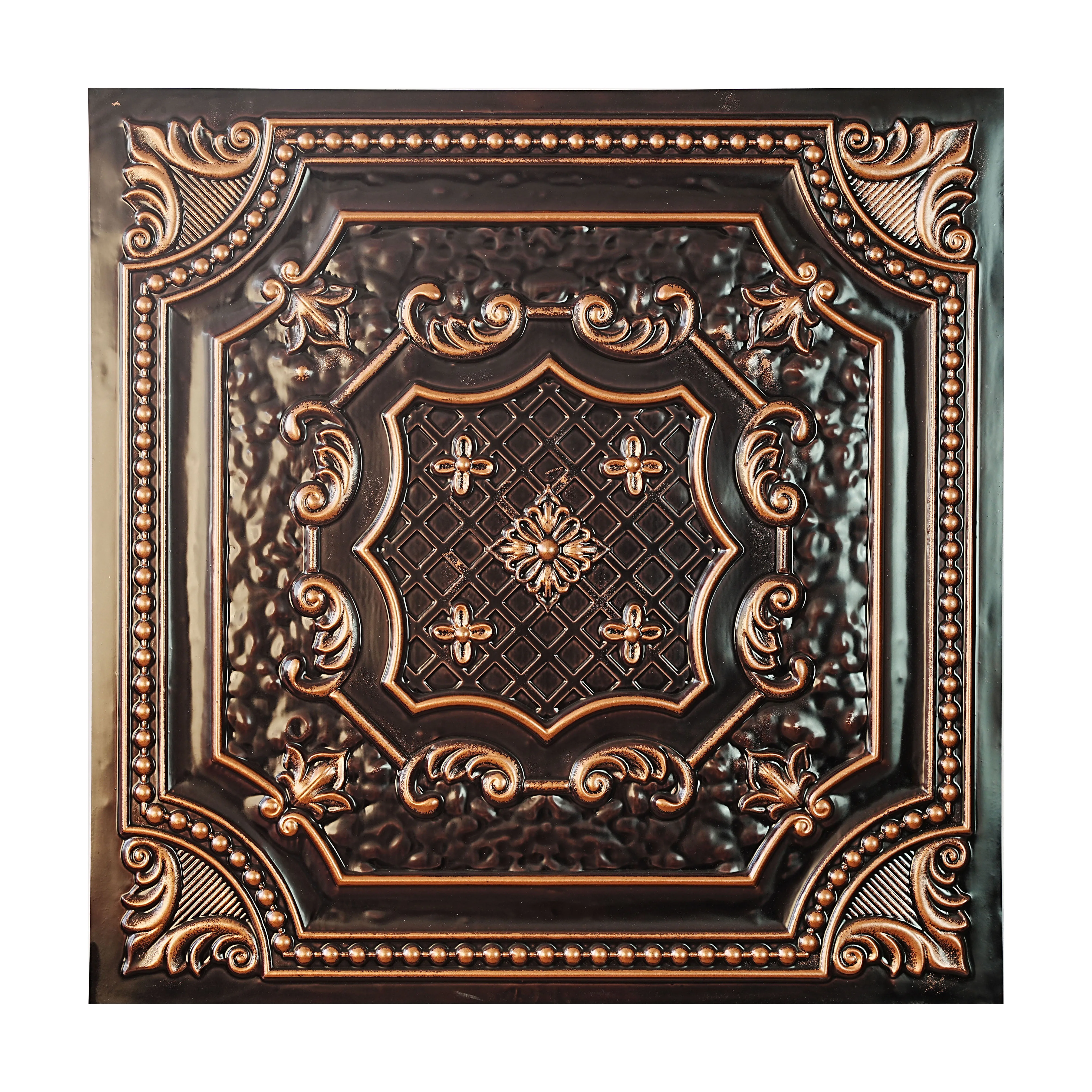 10PCS Vintage Pattern Tin Ceiling Tiles Decorative Wall Panels Handmade for Cafe Club Salon PL04 Traditional copper PAINTSDECOR