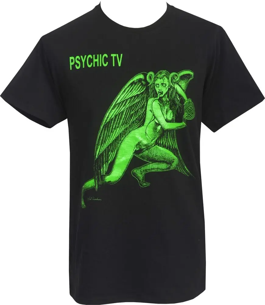 Psychic TV Men's T-Shirt Val Denham PTV Angel Demon Industrial MusicLuxury Brand Retro OversizedClothing tops are unisex