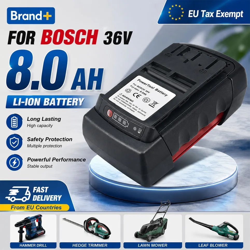 Hochleistungs-36V-8000mAh-Akku für Bosch 36V-Elektrowerkzeuge BAT810 BAT836 BAT840 GBH36V-Li, Lager in EU-Ländern