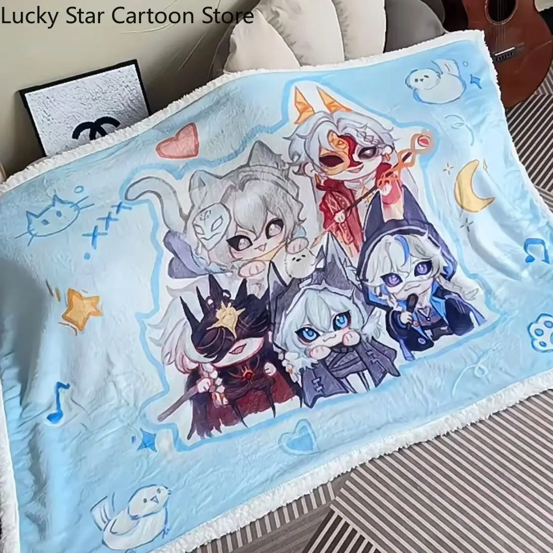 Identidade vithaqua cosplay ar condicionado cobertor outono e inverno quente estudante cochilar sofá cobertor presente de halloween jogo