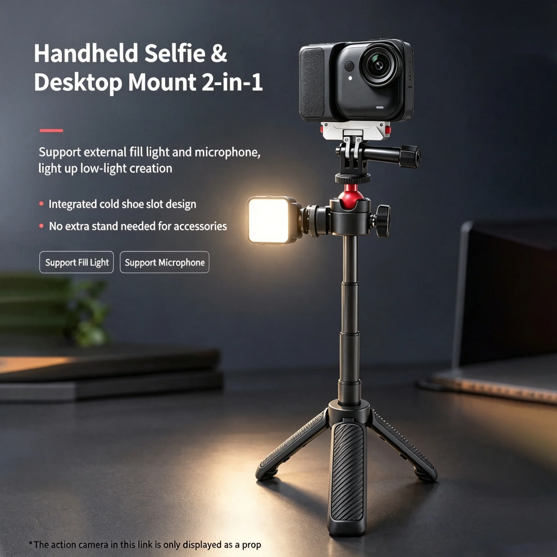 Mini Tripod Hot Shoe Mount for GoPro DJI Action6 5Pro Insta360 AcePro X5 Selfie Stick Gimbal Camera Photo Accessory Kits HD Pack