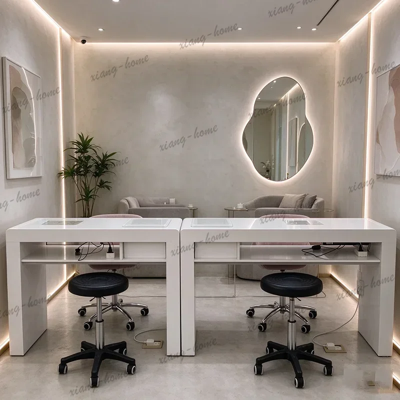 Factory Direct Japanese Bauhaus Nail Table Narrow Wabi Sabi Design European Nail Table Elegant Trendy Mesa De Manicura Nail Salo