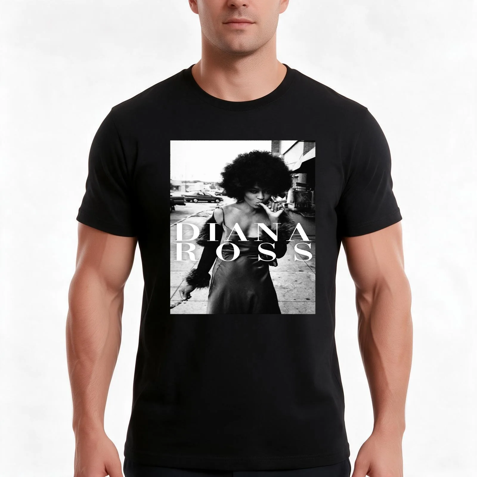 Diana Ross T-Shirt, Summer Casual Cotton Tee, Oversized Streetwear Tops, Vintage Graphic Print, Loose Fit Short Sleeve